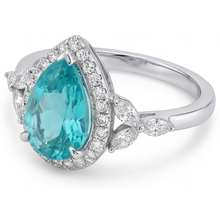 Afbeelding in Gallery-weergave laden, Sieraadsteen Ring 14K Witgoud met Paraiba Toermalijn – hoekaanzicht

