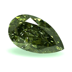 Peervorm Losse Natuurlijke Groene Diamant 3 Karaat Verbeterd