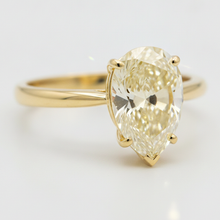 Afbeelding in Gallery-weergave laden, Larimar en diamant verlovingsring 2 karaat natuurlijk peervormig fantasiegeel solitair 18k goud
