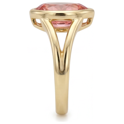 Perzikkleurige saffier 2 karaat echte peervormige padparadscha lunette solitairering 14k geelgoud