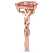 Afbeelding in Gallery-weergave laden, Perzikroze saffier 2 karaat echte peervormige padparadscha solitaire ring 14K roségoud

