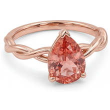 Afbeelding in Gallery-weergave laden, Perzikroze saffier 2 karaat echte peervormige padparadscha solitaire ring 14K roségoud

