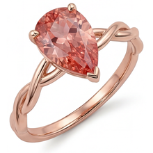 Afbeelding in Gallery-weergave laden, Perzikroze saffier 2 karaat echte peervormige padparadscha solitaire ring 14K roségoud
