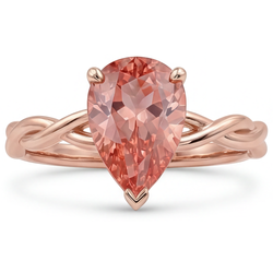 Perzikroze saffier 2 karaat echte peervormige padparadscha solitaire ring 14K roségoud