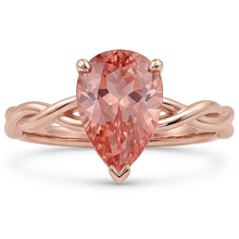 Afbeelding in Gallery-weergave laden, Perzikroze saffier 2 karaat echte peervormige padparadscha solitaire ring 14K roségoud
