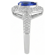 Afbeelding in Gallery-weergave laden, peer Tanzanite halo Pave Natuurlijke echte diamanten ( niet in een laboratorium gekweekt ) 4.40 Carat Fancy Ring WG 14K sieraden
