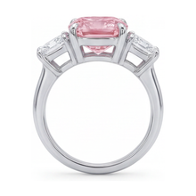Afbeelding in Gallery-weergave laden, Jubileumring met roze diamant 4,5 karaat kussenslijpsel
