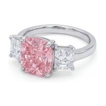 Afbeelding in Gallery-weergave laden, Jubileumring met roze diamant 4,5 karaat kussenslijpsel

