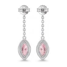 Afbeelding in Gallery-weergave laden, Roze diamanten oorhangers 2,5 karaat labgekweekt marquise Halo lange hangers 14K Witgoud

