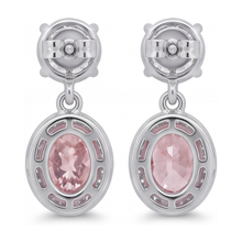 Afbeelding in Gallery-weergave laden, Roze diamanten oorhangers 4 karaat labgekweekt ovale halo 14K witgoud
