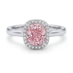 Verlovingsring met roze diamant 1,21 karaat kussengeslepen