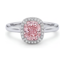 Afbeelding in Gallery-weergave laden, Verlovingsring met roze diamant 1,21 karaat kussengeslepen
