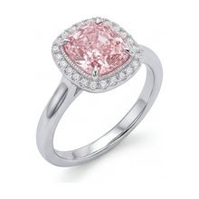 Afbeelding in Gallery-weergave laden, Verlovingsring met roze diamant 1,21 karaat kussengeslepen
