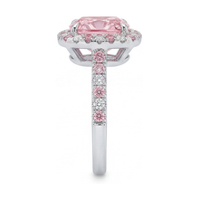 Afbeelding in Gallery-weergave laden, Verlovingsring met roze diamant 3,2 karaat kussenslijpsel
