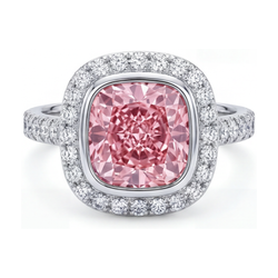 Roze diamanten verlovingsring 3,35 karaat kussenslijpsel
