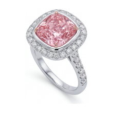 Afbeelding in Gallery-weergave laden, Roze diamanten verlovingsring 3,35 karaat kussenslijpsel
