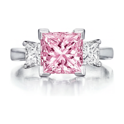 Roze diamanten verlovingsring 3,9 karaat prinsesslijpsel
