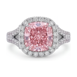 Roze Diamant Verlovingsring 4,1 Karaat Kussengeslepen