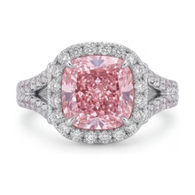 Afbeelding in Gallery-weergave laden, Roze Diamant Verlovingsring 4,1 Karaat Kussengeslepen
