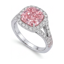 Afbeelding in Gallery-weergave laden, Roze Diamant Verlovingsring 4,1 Karaat Kussengeslepen
