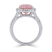 Afbeelding in Gallery-weergave laden, Roze Diamant Verlovingsring 4,1 Karaat Kussengeslepen
