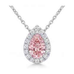 Collier met peervormige roze diamant 1,9 karaat