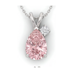 Collier met roze diamant van 3,15 karaat, hanger met peervormig accent op het hangoog