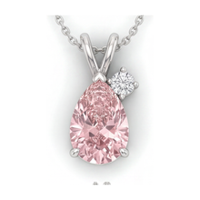 Afbeelding in Gallery-weergave laden, Collier met roze diamant van 3,15 karaat, hanger met peervormig accent op het hangoog
