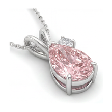 Afbeelding in Gallery-weergave laden, Collier met roze diamant van 3,15 karaat, hanger met peervormig accent op het hangoog
