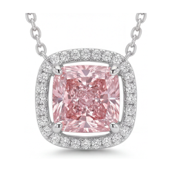 Collier met roze diamant, 3,5 karaat, kussenslijpsel
