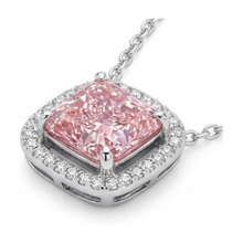 Afbeelding in Gallery-weergave laden, Collier met roze diamant, 3,5 karaat, kussenslijpsel
