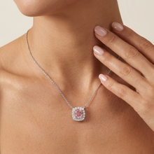 Afbeelding in Gallery-weergave laden, Roze diamanten collier 3 karaat kussengeslepen
