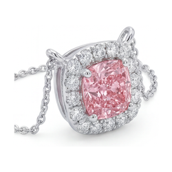 Roze diamanten collier 3 karaat kussengeslepen
