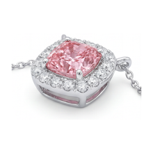 Afbeelding in Gallery-weergave laden, Roze diamanten collier 3 karaat kussengeslepen
