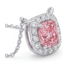 Afbeelding in Gallery-weergave laden, Roze diamanten collier 3 karaat kussengeslepen
