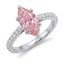 Afbeelding in Gallery-weergave laden, Roze diamanten ring 2,1 karaat marquise
