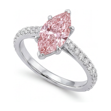 Afbeelding in Gallery-weergave laden, Roze diamanten ring 2,1 karaat marquise
