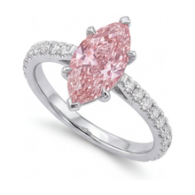 Afbeelding in Gallery-weergave laden, Roze diamanten ring 2,1 karaat marquise
