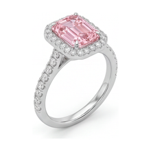 Afbeelding in Gallery-weergave laden, Smaragdgeslepen roze diamanten ring van 2,5 karaat
