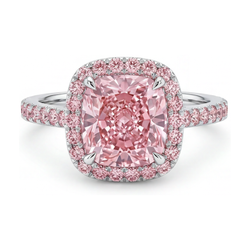 Roze diamanten ring 3,2 karaat kussenslijpsel