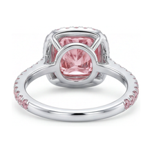 Afbeelding in Gallery-weergave laden, Roze diamanten ring 3,2 karaat kussenslijpsel
