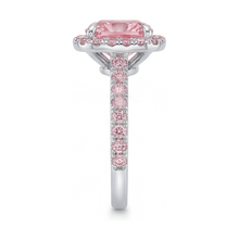 Afbeelding in Gallery-weergave laden, Roze diamanten ring 3,2 karaat kussenslijpsel
