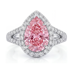 Roze diamanten ring 3,2 karaat peervormig