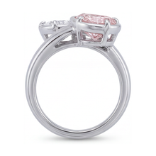 Afbeelding in Gallery-weergave laden, Ring met roze diamant 3,2 karaat peervorm Toi et Moi kruisende band

