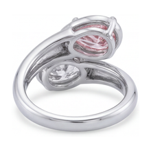 Afbeelding in Gallery-weergave laden, Ring met roze diamant 3,2 karaat peervorm Toi et Moi kruisende band
