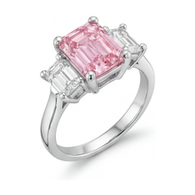 Afbeelding in Gallery-weergave laden, Ring met smaragdgeslepen roze diamant van 3,4 karaat
