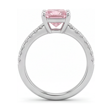 Afbeelding in Gallery-weergave laden, Roze diamanten ring 3,5 karaat labgekweekt princess pavé solitair 14K Witgoud
