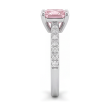 Afbeelding in Gallery-weergave laden, Roze diamanten ring 3,5 karaat labgekweekt princess pavé solitair 14K Witgoud
