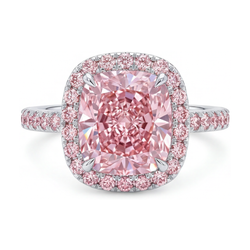 Roze diamanten ring 3,8 karaat kussenslijpsel