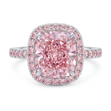 Afbeelding in Gallery-weergave laden, Roze diamanten ring 3,8 karaat kussenslijpsel
